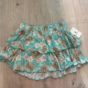 Body Glove Teal Floral Ruffled Skater Skirt